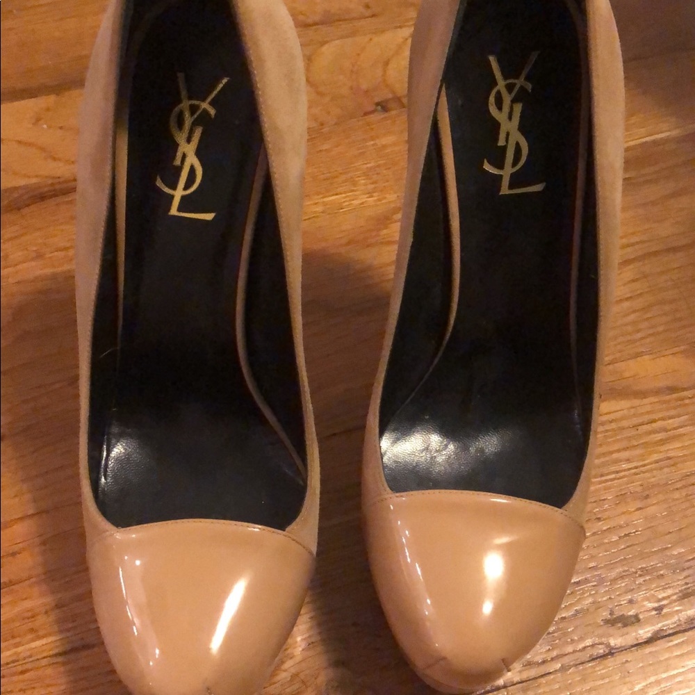 Suede/ patent leather Saint Laurent Tribute pumps